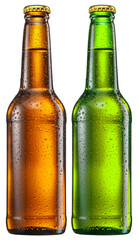 Two bottles of light beer isolated on a white background. File contains clipping path.