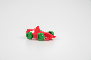 Fototapeta premium Multicolored plastic toy car. Buses. Equipment.