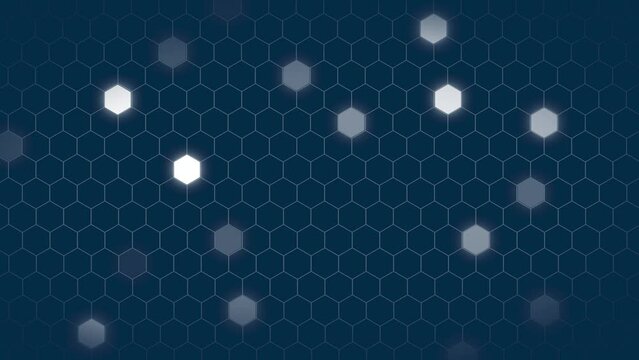 Blue hexagon grid pattern background. Technology abstract backdrop layout