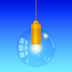 Interior lamp with glass ball lampshade. Hanging luminaire for retro, vintage or loft interior © Arndale