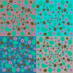 4 variants of color patterns in bluish shades