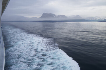 Breathtaking landscape coastal nature scenery of Iceland coast with massive glaciers, mountains,...