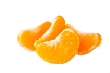 Mandarin, tangerine or clementine without green leaf isolated on white background. Close-up.