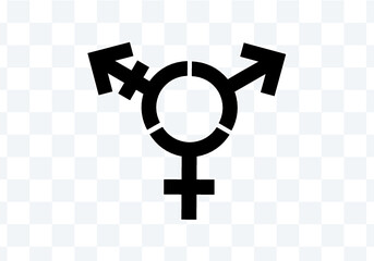 black gender Symbol for woman, man, divers transparent background 