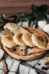 Fish cutlet on a wooden plate