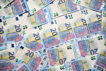 European money in banknotes of twenty euros