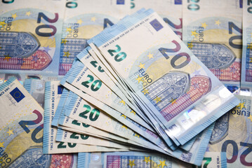 European money in banknotes of twenty euros