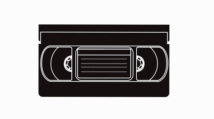 VHS Vector illustration. Vector editable flat black and white illustration of a VHS Tape