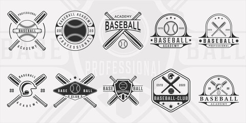 set of baseball logo vintage vector illustration template icon graphic design. bundle collection of various sport sign or symbol for business club with retro badge and typography