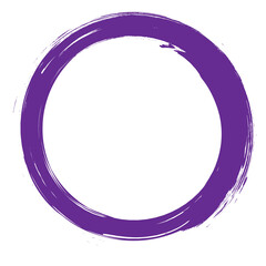 Circle brush stroke vector isolated on white background. Violet enso zen circle brush stroke. For stamp, seal, ink and paintbrush design template. Grunge hand drawn circle shape, vector illustration