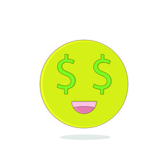 Vector image of an emoticon with dollars in the eyes
