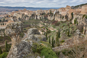 Fototapeta na wymiar Cuenca picturesque panoramic view. Rey viewpoint. Castilla La Mancha. Spain