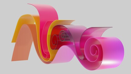 colored ribbons on a light background 3d render