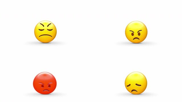 Set of Angry Emoji Loop and transparent background in alpha 32bit ProRes