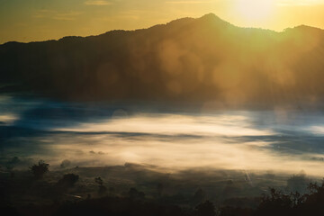 Golden light at Sunrise time from Phu Lang Ka.This is one of famous place of North Thailand.