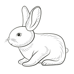 Easter. Linear rabbit image. Vector image, isolated. Coloring for children.