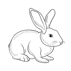 Fototapeta na wymiar Easter. Linear rabbit image. Vector image, isolated. Coloring for children.
