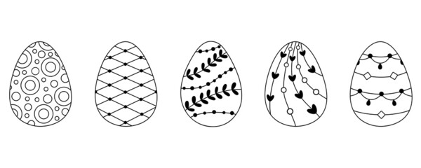 Stylized Easter eggs collection. Vector drawn egg outline.