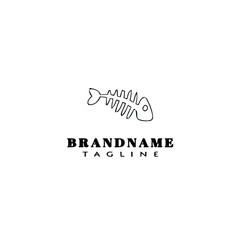 fish bone logo cartoon design template icon black isolated vector illustration