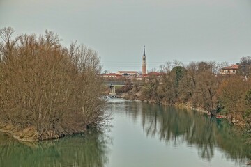 reflection in the water image taken in Padova countryside, veneto , italy