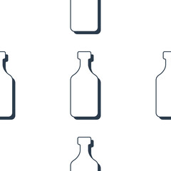 Rum bottles seamless pattern. Line art style. Outline image. Black and white repeat template. Party drinks concept. Illustration on white background. Flat design style for any purposes