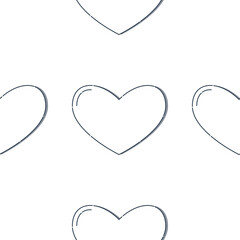 Line art seamless pattern in the form of a heart on white background. Romance graphic texture. Holiday celebration concept. Decorative print. Geometric bright wallpaper. Black contour line