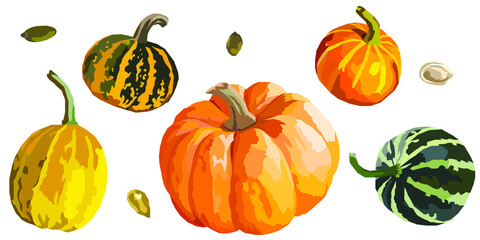 Vector set of pumpkins