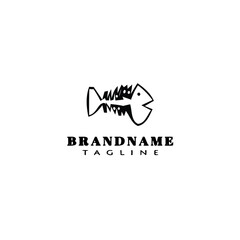 fish bone logo cartoon icon design template black isolated vector illustration