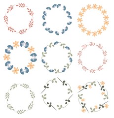 beautiful wreaths of leaves and flowers. vector. suitable for text, postcards, posters, or other your design
