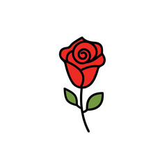 red rose icon isolated on white