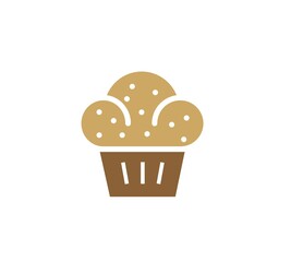 Cup cake icon isolated on white background vector illustration. Bakery vector graphic silhouette.