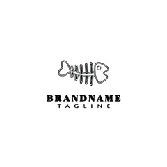 fish bone logo cartoon icon design template black isolated vector illustration