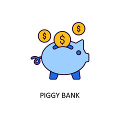 Piggy Bank Vector Filled Outline Icon Design illustration. Banking and Payment Symbol on White background EPS 10 File