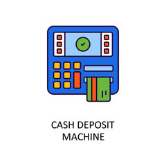 Cash Deposit Machine Vector Filled Outline Icon Design illustration. Banking and Payment Symbol on White background EPS 10 File