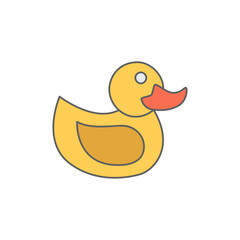 rubber duck, bathroom toy icon in color icon, isolated on white background 