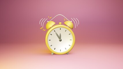 yellow alarm clock on a pink background