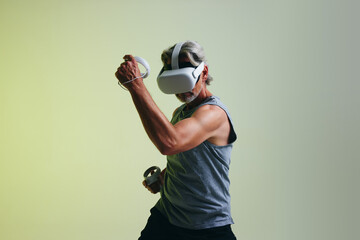 Workout with virtual reality goggles