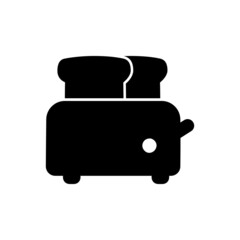 Toaster Icon in black flat glyph, filled style isolated on white background