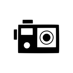 Action Cam Camera icon in black flat glyph, filled style isolated on white background