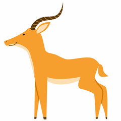 Vector illustration of an antelope in a flat style, isolated on a white background.