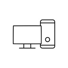 PC Desktop, personal computer Icon in black line style icon, style isolated on white background