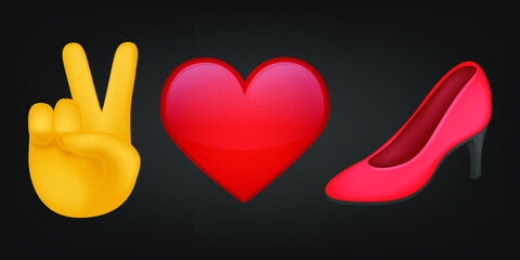 Peace Love and Fashion Illustration Emoji Design. Motivational Quote Emoticon Vector Symbol.