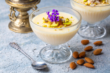 Traditional delicious Turkish Desserts; Keskul - Pudding