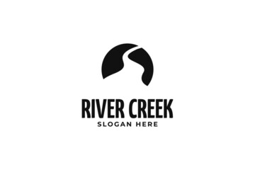 Rounded river creek logo design vector
