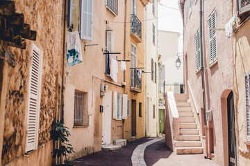 Backstreet in Cannes in southern France in summer