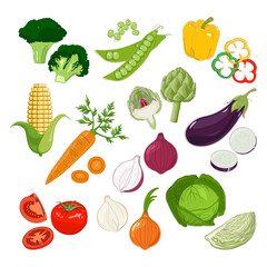 Set of vegetables. Flat design illustration