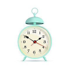Alarm. Vector illustration of a vintage alarm clock. Clock with an alarm clock on a white background.