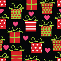 Happy Birthday. Seamless pattern for the celebration, wedding, congratulations and anniversary. Vector image on a black background.