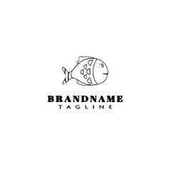 animal fish cartoon logo template icon design black isolated vector illustration