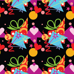 Fototapeta premium Festive seamless pattern for celebrations, birthdays. Vector image.